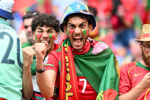 European Championship 2024 Georgia Portugal on 26 06 2024 in the Veltins Arena in Gelsenkirchen Fans of Portugal MT