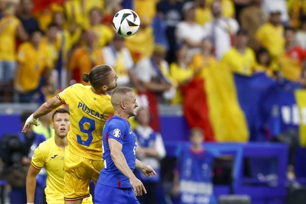 FRANKFURT, Olympia Stadium , 26-06-2024 , European Football Championship Euro2024, Group stage match no.33 between Slovakia and Romania. Romania player George Puscas Slovakia - Romania (Euro2024)  x25605426x Copyright: