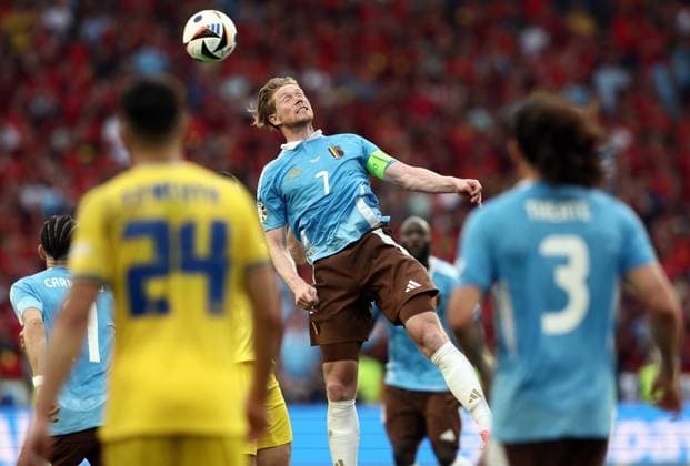 Belgium s Kevin De Bruyne pictured in action during a soccer game between Ukraine and Belgian national soccer team Red Devils, Wednesday 26 June 2024 in Stuttgart, Germany, the third match in the group stage of the UEFA EURO, EM, Europameisterschaft,Fussball 2024 European championships. BRUNOxFAHY  x95329772x