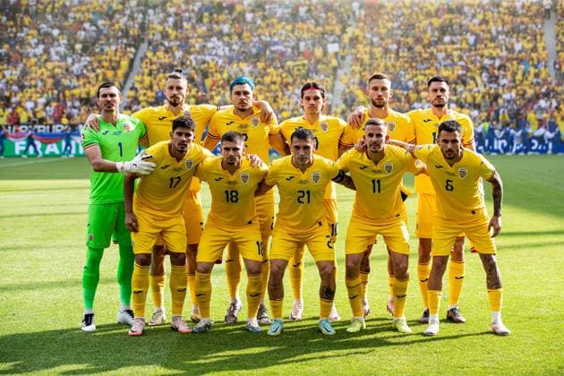 Team photo Romania before the match GER, Slovakia SVK vs Romania ROU , European Football Championship, UEFA EURO 2024, Group E, Matchday 3, 26 06 2024 GER, Slovakia SVK vs Romania ROU , European Football Championship, UEFA EURO 2024, Group E, Matchday 3, 26 06 2024 Frankfurt Copyright: xEibner-Pressefoto RogerxBuerkex EP
