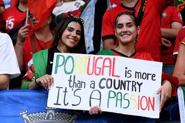 Soccer UEFA EURO 2024 group stage 3 matchday Georgia Portugal on 26 06 2024 at Arena AufSchalke in Gelsenkirchen Fans spectators Portugal with poster with the inscription Portugal is more than a country, its a passion xRx