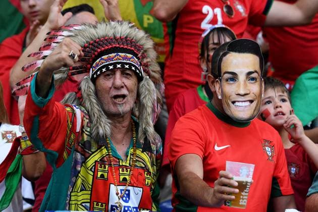 Soccer UEFA EURO 2024 Group Stage 3 Matchday Georgia Portugal on 26 06 2024 at Arena AufSchalke in Gelsenkirchen Fans Spectators Portugal with Ronaldo Mask xRx