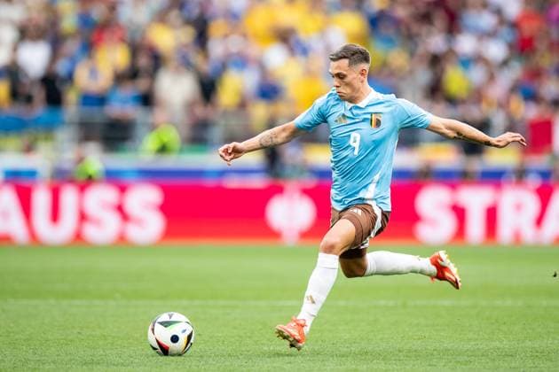 UEFA EURO 2024 Ukraine Belgium 26 06 2024 Leonardo Trossard Belgium, 9 UEFA EURO 2024 Ukraine Belgium Stuttgart Stadion, Stuttgart 26 06 2024 Copyright: xBEAUTIFULxSPORTS Buriakovx