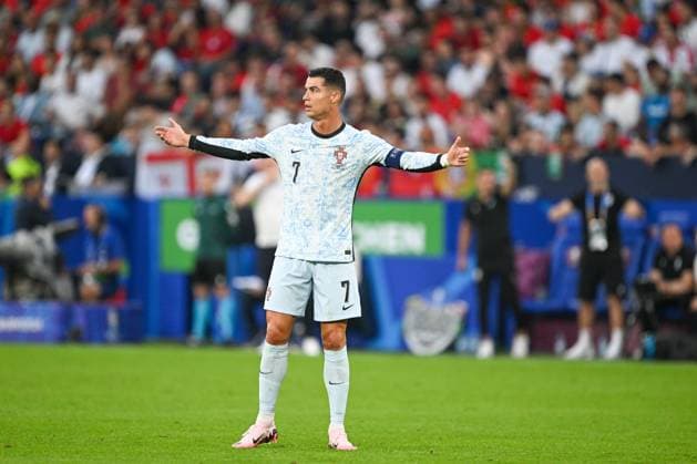Euro 2024 Georgia Portugal on 26 06 2024 in the Veltins Arena in Gelsenkirchen Cristiano Ronaldo 7 of Portugal dissatisfied MT