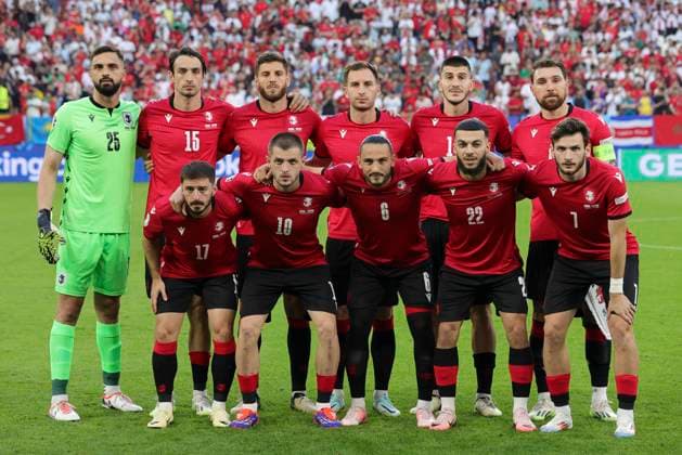Georgia v Portugal UEFA EURO, EM, Europameisterschaft,Fussball 2024 Group F The Georgia players before the UEFA Euro 2024 Group F match between Georgia and Portugal at Veltins-Arena, Gelsenkirchen Copyright: xPaulxChestertonx FIL-20286-0068 UK Newspapers OUT