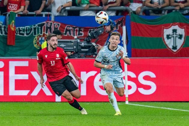Francisco Conceicao Portugal, 26 Otar Kiteshivili Georgia, 17 Georgia vs Portugal, Men, Football, Matchday 3, EURO 2024, 26 06 2024, European Championship, Group F Georgia vs Portugal, Men, Football, Matchday 3, EURO 2024, 26 06 2024, European Championship, Group F Gelsenkirchen Copyright: xEibner-Pressefoto BahhoxKarax EP_GEO