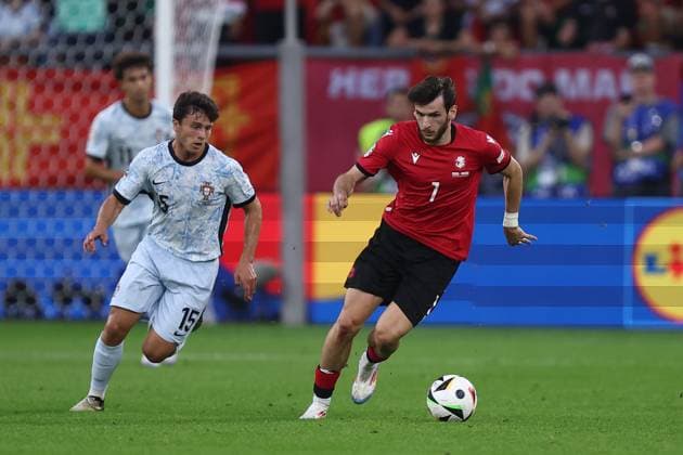 Georgia vs Portugal Khvicha Kvaratskhelia of Georgia in action during the UEFA EURO, EM, Europameisterschaft,Fussball 2024 Group F match between Georgia and Portugal at Arena AufSchalke on June 26, 2024 in Gelsenkirchen, Germany. Gelsenkirchen Arena AufSchalke Germany Copyright: xMarcoxCanonierox
