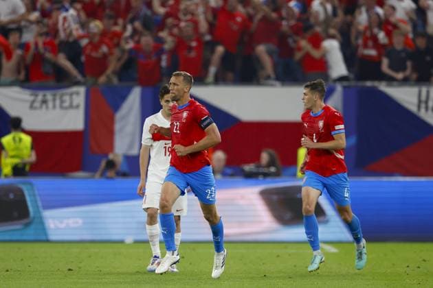 HAMBURG, Volksparkstadium ,26-06-2024 , European Football Championship Euro2024, Group stage match no.36 between Czechia and Turkiye, Czechia player Tomas Soucek celebrating his goal 1-1 Czechia - Turkiye (Euro2024)  x25606938x Copyright: