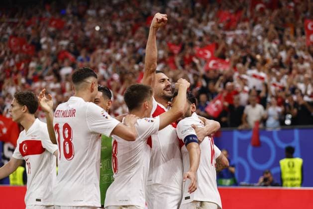 HAMBURG, Volksparkstadium ,26-06-2024 , European Football Championship Euro2024, Group stage match no.36 between Czechia and Turkiye, Turkiye celebrating 0-1 Czechia - Turkiye (Euro2024)  x25606944x Copyright: