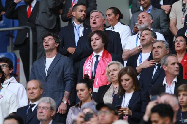 Gelsenkirchen, NRW, Germany, 26 06 2024 Arena AufSchalke European Football Championship 2024, Group F, Georgia Portugal Irakli Kobakhidze, Prime Minister of Georgia, in the VIP stand Copyright: xdtsxNachrichtenagenturx dts_41882