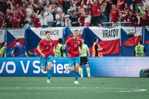 Soccer Men UEFA European Football Championship 2024 Group F Czech Republic vs Turkey 26 06 2024 Tomas Soucek 22, Czech Republic cheers after his goal Berlin Olympiastadion Berlin Germany