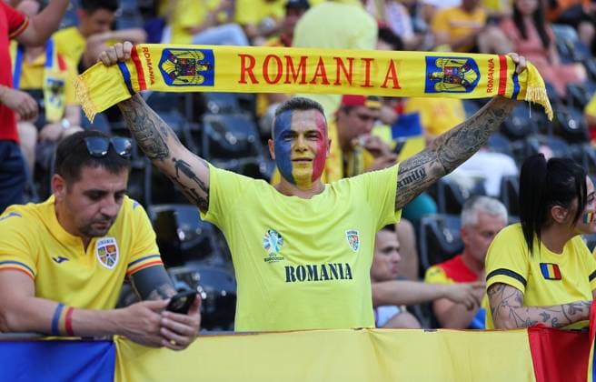 26 06 2024, European Football Championship, UEFA EURO 2024, Slovakia Romania, Group E, Arena Frankfurt, v l , Romania fan before the match Copyright: HMBxMedia