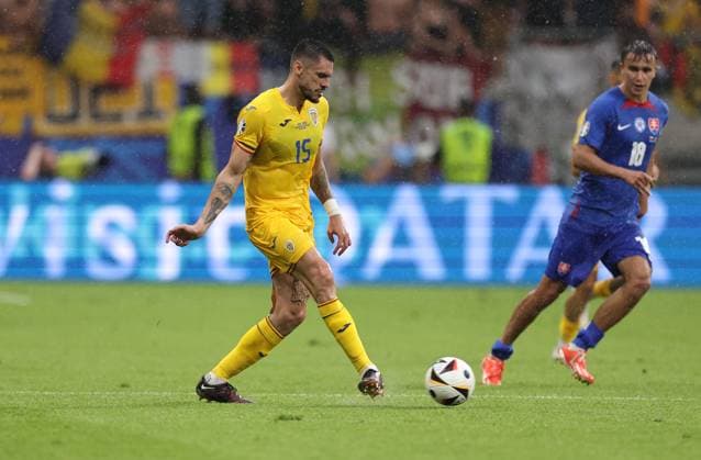 26 06 2024, European Football Championship, UEFA EURO 2024, Slovakia Romania, Group E, Arena Frankfurt, v l , Andonie Andrei Burca Romania Copyright: HMBxMedia