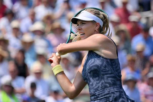 Lawn Tennis - 2024 ATP, Tennis Herren Rothesay International Eastbourne Tournament - Devonshire Park, Eastbourne - Wednesday 26th June 2024. Katie Boulter (GBR) in action during her Women™s Singles 2nd Round Match against Jelena Ostapenko (LAT). COLORSPORT Ashley Western 