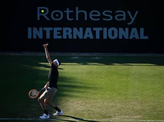 Lawn Tennis - 2024 ATP, Tennis Herren Rothesay International Eastbourne Tournament - Devonshire Park, Eastbourne - Wednesday 26th June 2024. Taylor Fritz (USA) in action during his Men™s 2nd Round victory over Thiago Seyboth (BRA) 7-6, 6-3. COLORSPORT Ashley Western 