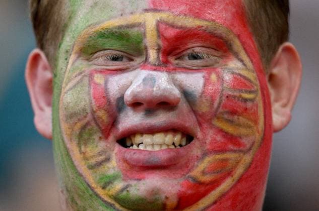 Germany Soccer Euro 2024 Georgia - Portugal 8717053 26.06.2024 A supporter of Portugal cheers during the UEFA EURO, EM, Europameisterschaft,Fussball 2024 Group F soccer match between Georgia and Portugal at the Veltins-Arena in Gelsenkirchen, Germany. Alexey Filippov Sputnik Gelsenkirchen Germany  Copyright: xAlexeyxFilippovx