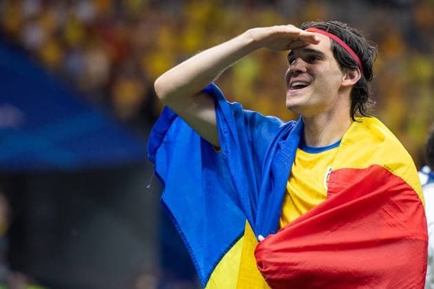Sport Bilder des Tages FRANKFURT AM MAIN, GERMANY - JUNE 26: Ianis Hagi of Romania celebrates during the UEFA EURO, EM, Europameisterschaft,Fussball 2024 group stage match between Slovakia and Romania at Frankfurt Arena on June 26, 2024 in Frankfurt am Main, Germany. Photo by Sebastian Frej Slovakia v Romania: Group E - UEFA EURO 2024 Copyright: xSebastianxFrejx