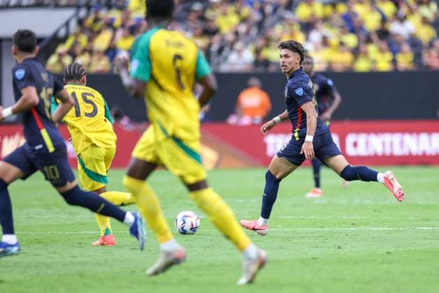June 26, 2024, Las Vegas, Nevada, UNITED STATES: Jeremy Sarmiento of Ecuador during a match against Jamaica in Group B of the Copa America at the .Allegiant Stadium in Las Vegas in the United States this Wednesday, June 26, 2024 Las Vegas UNITED STATES - ZUMAv122 20240626_aap_v122_047 Copyright: xWilliamxVolcovx
