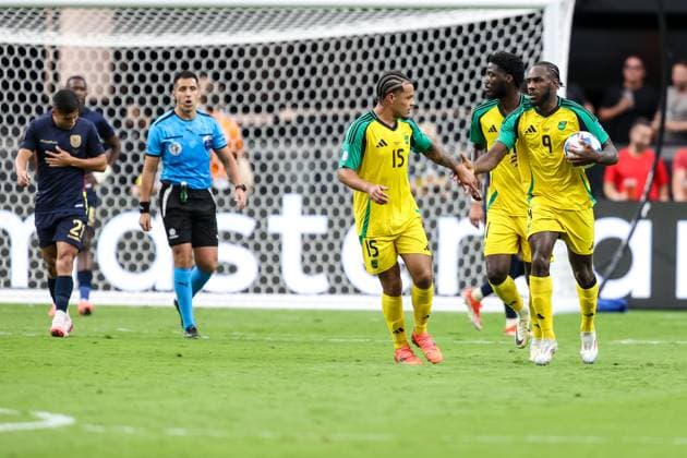 SOCCER: Copa America: Group B Stage Ecuador vs Jamaica JUN 26 June 26, 2024: Jamaica forward Michail Antonio (9) celebrates after scoring a goal during the CONMEBOL Copa America Group B Stage match at Allegiant Stadium between Ecuador and Jamaica on June 26, 2024 in Las Vegas, NV. Christopher Trim CSM. (Credit Image: Â Christopher Trim Cal Media) Las Vegas Nevada United States of America EDITORIAL USE ONLY Copyright: xx ZUMA-20240626_zma_c04_036.jpg ChristopherxTrimx csmphotothree267273