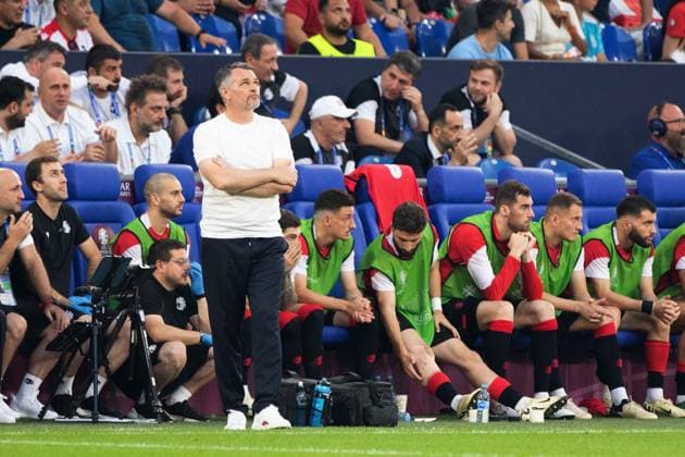 Coach Willy SAGNOL GEO , watches the match Group Stage Group F Georgia GEO Portugal POR 2 0 on 26 06 2024 Stadion Auf Schalke in Gelsenkirchen, Soccer UEFA EURO 2024 GERMANY from 14 06 2024 14 07 2024 Â