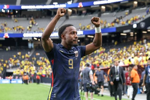 June 26, 2024, Las Vegas, Nevada, UNITED STATES: John Yeboah of Ecuador during a match against Jamaica in Group B of the Copa America at the .Allegiant Stadium in Las Vegas in the United States this Wednesday, June 26, 2024 Las Vegas UNITED STATES - ZUMAv122 20240626_aap_v122_069 Copyright: xWilliamxVolcovx