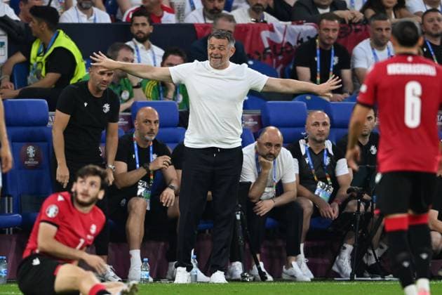 Willy Sagnol Coach (Georgia) during the UEFA EURO, EM, Europameisterschaft,Fussball Germany 2024 match between Georgia 2-0 Portugal at Arena AufSchalke on June 26, 2024 in Gelsenkirchen, Germany. Noxthirdxpartyxsales  (257799638)