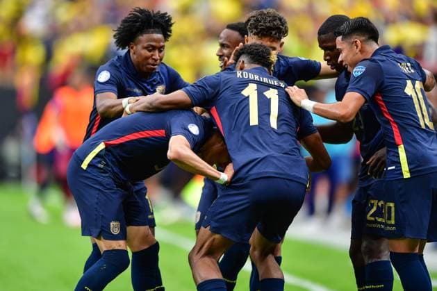 RECORD DATE NOT STATED Copa America USA 2024 Ecuador vs Jamaica Piero Hincapie celebrates his goal 1-0 of Ecuador during the CONMEBOL Copa America 2024 group B match between Ecuador and Jamaica, at Allegiant Stadium, on June 26, 2024 in Las Vegas, Nevada, United States. LAS VEGAS NEVADA UNITED STATES  Copyright: xIsaacxOrtizx 20240626172123_CA_GB_2024_ECU_JAM_HINCAPIE24