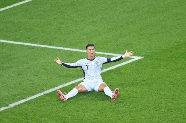 (240627) -- GELSENKIRCHEN, June 27, 2024 -- Cristiano Ronaldo of Portugal reacts during the UEFA EURO, EM, Europameisterschaft,Fussball 2024 Group F match between Portugal and Georgia in Gelsenkirchen, Germany on June 26, 2024. ) (SP)GERMANY-GELSENKIRCHEN-FOOTBALL-EURO 2024-PORTUGAL VS GEORGIA BaixXuefei 