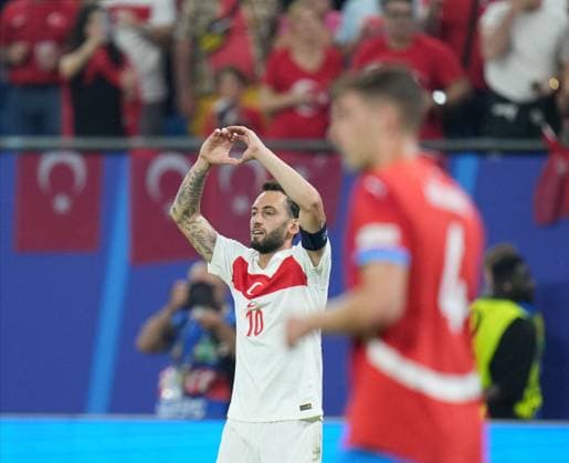 Euro 2024 - Turkey v Czechia Turkiye s player Hakan Calhanoglu during UEFA EURO, EM, Europameisterschaft,Fussball 2024 Group F football match between Turkiye and Czechia at Volksparkstadion in Hamburg, Germany, on 26 June, 2024. Photo by Mehmet Sirin Toplaoglu Depo Photos ABACAPRESS.COM Hamburg Germany  Copyright: xDepoxPhotos ABACAx