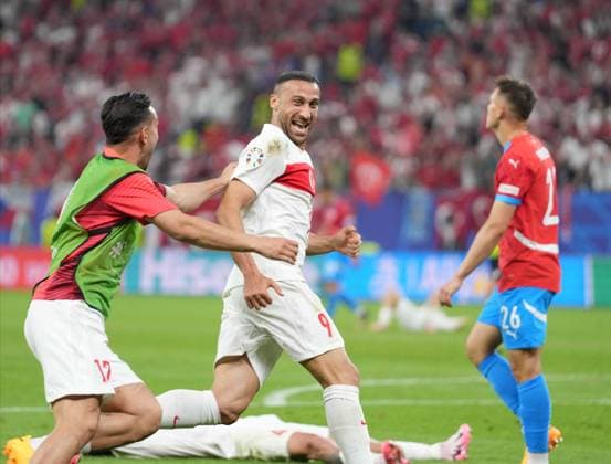 Euro 2024 - Turkey v Czechia Turkiye s player Cenk Tosun celebrates his goal during UEFA EURO, EM, Europameisterschaft,Fussball 2024 Group F football match between Turkiye and Czechia at Volksparkstadion in Hamburg, Germany, on 26 June, 2024. Photo by Mehmet Sirin Toplaoglu Depo Photos ABACAPRESS.COM Hamburg Germany  Copyright: xDepoxPhotos ABACAx