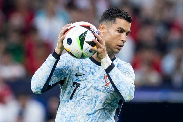 UEFA EURO 2024 Georgia Portugal 26 06 2024 Cristiano Ronaldo Portugal, 7 with the match ball Football Love by Adidas UEFA EURO 2024 Georgia Portugal Arena AufSchalke, Gelsenkirchen, on 26 06 2024 Copyright: xBEAUTIFULxSPORTS Meuselx