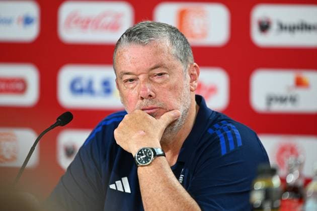 Belgium Media Activities - UEFA EURO, EM, Europameisterschaft,Fussball 2024 27 06 2024 FREIBERG AM NECKA, GERMANY - JUNE 27 : Van Loock Stefan press officer of Belgium during a press conference, PK, Pressekonferenz of the Belgian Red Devils at the UEFA EURO 2024 European Football Championship tournament on June 27, 2024 in Freiberg am Necka, Germany, 27 06 2024 Freiberg am Necka Germany  Copyright: xVincentxKalutx