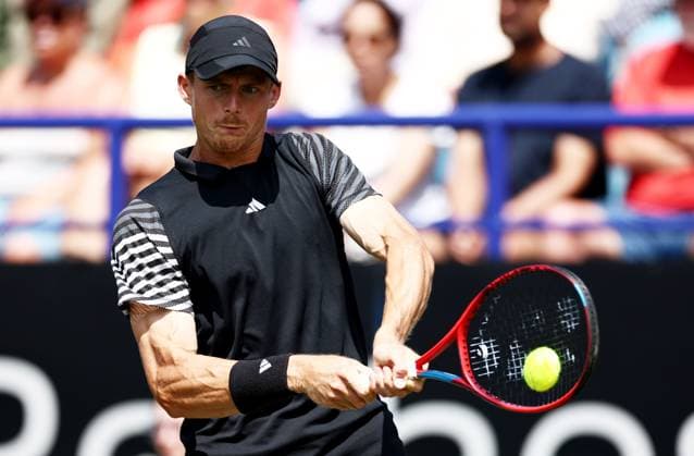 Billy Harris of Great Britain in action during their Quarter Final match. Rothesay International Eastbourne, Day 5, Tennis, Devonshire Park, Eastbourne, UK - 27 June 2024  Copyright: xJamesxMarsh Shutterstockx 14555505h