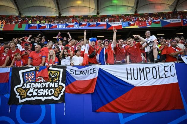 Czech fans in action during the Group F match of the European Football Championship: Turkey vs Czechia, in Hamburg, Germany, on June 26, 2024. (CTKxPhoto VitxSimanek) CTKPhotoF202406270000901  CTKPhotoF202406270000901