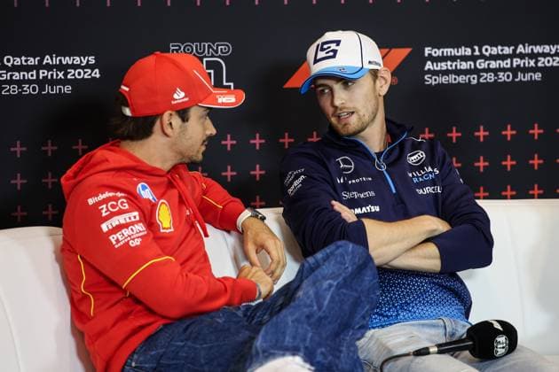 SARGEANT Logan (usa), Williams Racing FW46, portrait LECLERC Charles (mco), Scuderia Ferrari SF-24, portrait press conference, PK, Pressekonferenz during the Formula 1 Qatar Airways Austrian Grand Prix 2024, 11th round of the 2024 Formula One World Championship, WM, Weltmeisterschaft from June 28 to 30, 2024 on the Red Bull Ring, in Spielberg, Austria - F1 - AUSTRIAN GRAND PRIX 2024 DPPI Panoramic 240627_R11_AUSTRIA_DP_XB3_8894