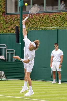 Russian tennis player Andrey Rublev practices before the start of the Wimbledon Tennis Championships held at the All England Lawn Tennis & Croquet Club Featuring: Andrey Rublev Where: London, United Kingdom When: 27 Jun 2024 Credit: Ray Tang Cover Images **STRICTLY EDITORIAL USE ONLY** EDITORIAL USE ONLY. RESTRICTED TO NEWSPAPERS BASED IN THE UK Copyright: xx coverimg53889838