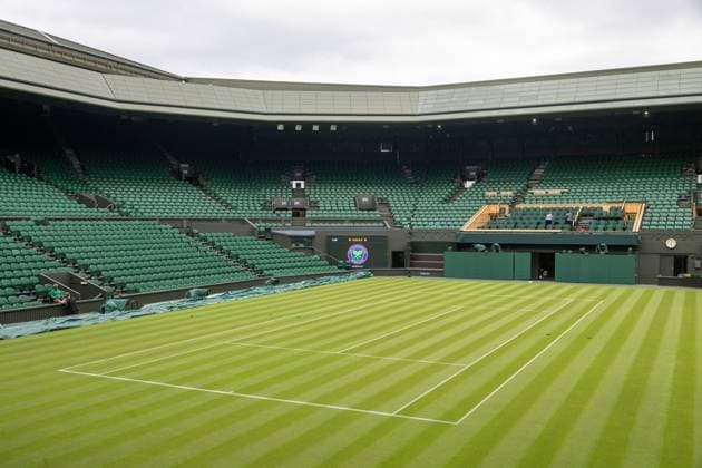 A view of the centre court before the start of the Wimbledon Tennis Championships held at the All England Lawn Tennis & Croquet Club Featuring: Centre court Where: London, United Kingdom When: 27 Jun 2024 Credit: Ray Tang Cover Images **STRICTLY EDITORIAL USE ONLY** EDITORIAL USE ONLY. RESTRICTED TO NEWSPAPERS BASED IN THE UK Copyright: xx coverimg53889847