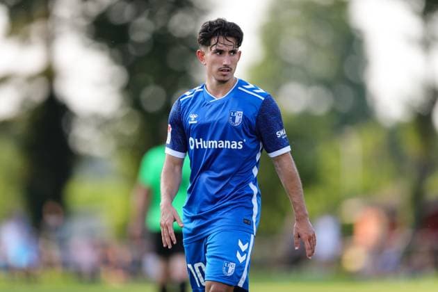 Jason Ceka 1 FC Magdeburg,10 2 Soccer Bundesliga season 2024 2025 Test match summer preparation Blau Weiss Loburg vs 1 FC Magdeburg on the sports field in Loburg single picture,action,soccer,man,men,Germany,26 06 2024