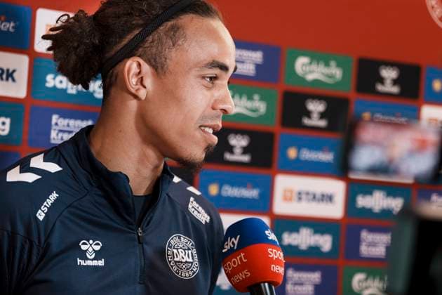 Yussuf Poulsen during the national team s mixed zone in Freudenstadt, Germany Thursday June 27, 2024 Photo Liselotte Sabroe Ritzau Scanpix , Freudenstadt Germany  Copyright: Ritzau Scanpix LiselottexSabroex spdk20240627-101422-L
