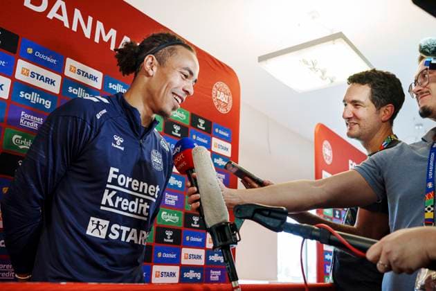 Yussuf Poulsen during the national team s mixed zone in Freudenstadt, Thursday, June 27, 2024 Photo Liselotte Sabroe Ritzau Scanpix , Freudenstadt Germany  Copyright: Ritzau Scanpix LiselottexSabroex spdk20240627-102504-L
