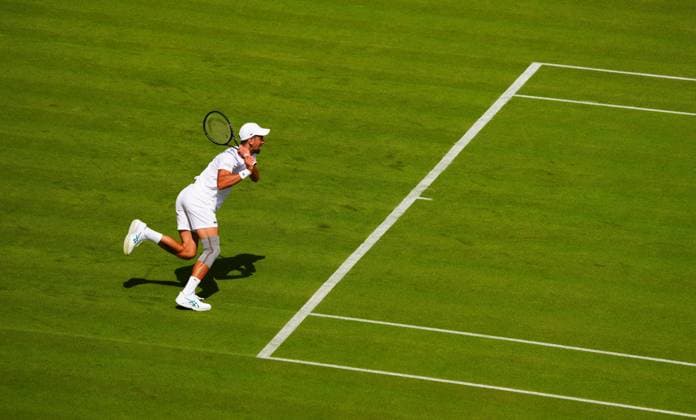 Novak Djokovic practices on Centre Court wearing a knee support Wimbledon Tennis Championships, Practice and Previews, The All England Lawn Tennis and Croquet Club, London, UK - 27 Jun 2024  Copyright: xJavierxGarcia Shutterstockx 14560174bj
