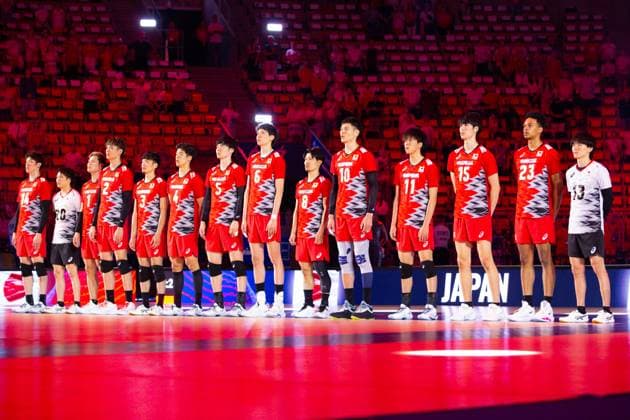 LODZ 27.06.2024 SIATKOWKA MEZCZYZN LIGA NARODOW 2024 TURNIEJ FINALOWY - CWIERCFINAL: JAPONIA - KANADA --- MENS VOLLEYBALL NATIONS LEAGUE 2024 FINAL ROUND - QUARTERFINAL MATCH IN LODZ: : JAPAN - CANADA N Z REPREZENTACJA JAPONII TEAM JAPAN FOT. ANNA KLEPACZKO FOTOPYK NEWSPIX.PL --- Newspix.pl  240627LUM012