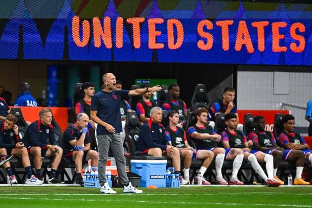 ATLANTA, GA Ã JUNE 27: United States head coach Gregg Berhalter gestures from the sideline during the Copa America match between Panama and the United States on June 27th, 2024 at Mercedes-Benz Stadium in Atlanta, GA. (Photo by Rich von Biberstein Icon Sportswire) SOCCER: JUN 27 CONMEBOL Copa America - Panama vs United States EDITORIAL USE ONLY Icon240627002
