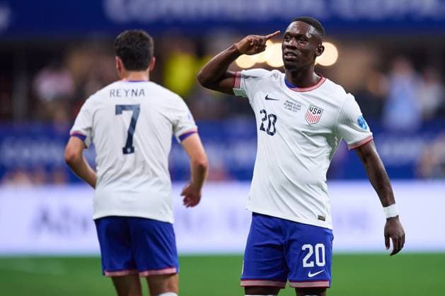 RECORD DATE NOT STATED Copa America USA 2024 Panama vs United States Folarin Balogun celebrates his goal 0-1 of United States during the CONMEBOL Copa America 2024 group C match between Panama and United States (USA), at Mercedes Benz Stadium, on June 27, 2024 in Atlanta, Georgia, United States. ATLANTA GEORGIA UNITED STATES  Copyright: xJosexLuisxMelgarejox 20240627174424_CA_GC_2024_PAN_USA_BALOGUN114