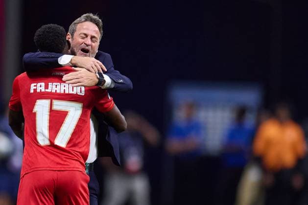 RECORD DATE NOT STATED Copa America USA 2024 Panama 2-1 United States Jose Fajardo celebrates his goal 2-1 with Thomas Christiansen of Panama during the CONMEBOL Copa America 2024 group C match between Panama and United States (USA), at Mercedes Benz Stadium, on June 27, 2024 in Atlanta, Georgia, United States. ATLANTA GEORGIA UNITED STATES  Copyright: xJosexLuisxMelgarejox 20240627190434_CA_GC_2024_PAN_USA_CHRISTIANSEN226