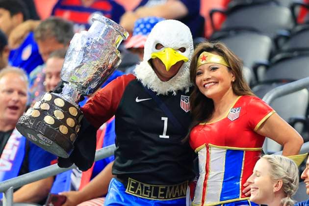 ATLANTA, GA - JUNE 27: Team USA fans dressed up for the Thursday evening soccer game between the USA and Panama on June 27, 2024 at the Mercedes-Benz Stadium in Atlanta, Georgia. (Photo by David J. Griffin Icon Sportswire) SOCCER: JUN 27 CONMEBOL Copa America - Panama vs United States EDITORIAL USE ONLY Icon9532406271105