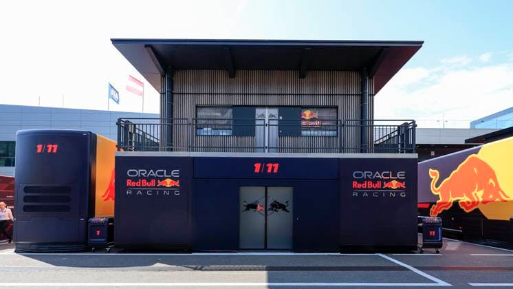 FORMULA 1 - GP of Austria 2024 SPIELBERG,AUSTRIA,28.JUN.24 - MOTORSPORTS, FORMULA 1 -Grand Prix of Austria, Red Bull Ring, preview. Image shows the motorhome of Red Bull Racing.  GEPAxpictures xMarioxBuehner-Weinrauch