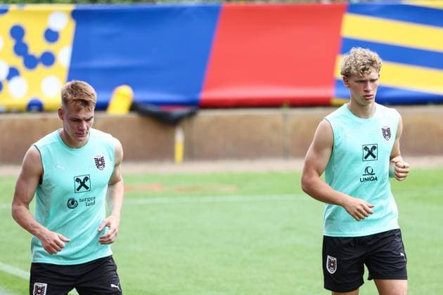 SOCCER - UEFA EURO, EM, Europameisterschaft,Fussball 2024 BERLIN,GERMANY,28.JUN.24 - SOCCER -UEFA EURO 2024, OEFB, Oesterreichischer Fussball-Bund, training. Image shows Philipp Lienhart and Leopold Querfeld (AUT).  GEPAxpictures xArminxRauthner