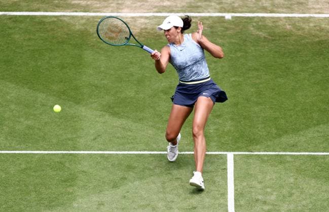 Madison Keys of USA celebrates winning their Semi Final match. Rothesay International Eastbourne, Day 6, Tennis, Devonshire Park, Eastbourne, UK - 28 June 2024  Copyright: xJamesxMarsh Shutterstockx 14555507ai