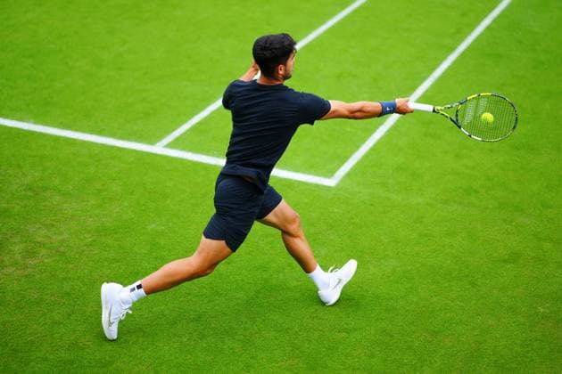 Carlos Alcaraz practices Wimbledon Tennis Championships, Practice and Previews, The All England Lawn Tennis and Croquet Club, London, UK - 28 Jun 2024  Copyright: xJavierxGarcia Shutterstockx 14560178ai